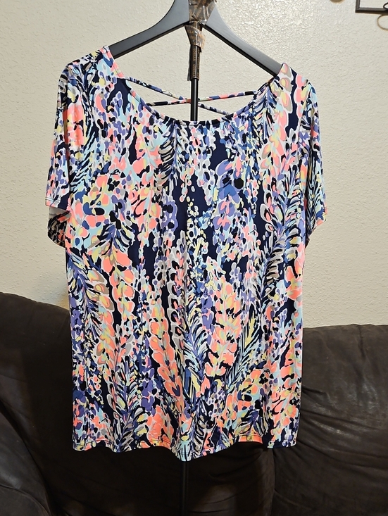 Sew In Love Tops - Sew In Love Navy Multi Floral Short Sleeve Top